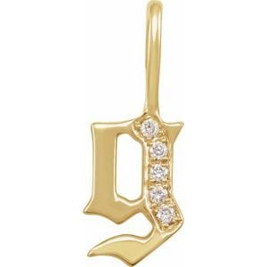 14K YELLOW .04 CTW NATURAL DIAMOND GOTHIC INITIAL G CHARM/PENDANT