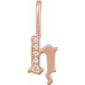 14K ROSE .04 CTW NATURAL DIAMOND GOTHIC INITIAL H CHARM/PENDANT