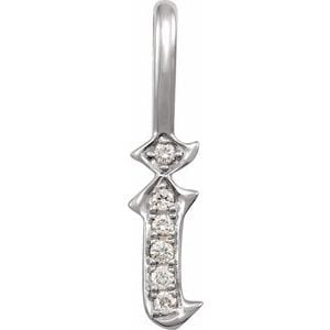 14K WHITE .05 CTW NATURAL DIAMOND GOTHIC INITIAL I CHARM/PENDANT