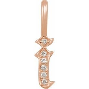 14K ROSE .05 CTW NATURAL DIAMOND GOTHIC INITIAL I CHARM/PENDANT