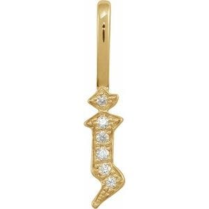 14K YELLOW .035 CTW NATURAL DIAMOND GOTHIC INITIAL J CHARM/PENDANT