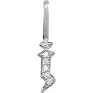 14K WHITE .035 CTW NATURAL DIAMOND GOTHIC INITIAL J CHARM/PENDANT