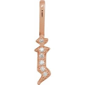 14K ROSE .035 CTW NATURAL DIAMOND GOTHIC INITIAL J CHARM/PENDANT