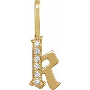 14K YELLOW .04 CTW NATURAL DIAMOND GOTHIC INITIAL K CHARM/PENDANT