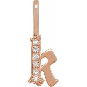 14K ROSE .04 CTW NATURAL DIAMOND GOTHIC INITIAL K CHARM/PENDANT