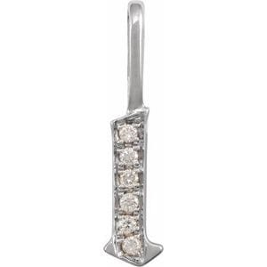 14K WHITE .04 CTW NATURAL DIAMOND GOTHIC INITIAL L CHARM/PENDANT