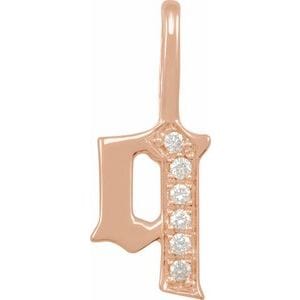 14K ROSE .04 CTW NATURAL DIAMOND GOTHIC INITIAL Q CHARM/PENDANT