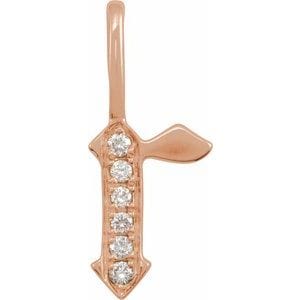 14K ROSE .06 CTW NATURAL DIAMOND GOTHIC INITIAL R CHARM/PENDANT