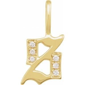 14K YELLOW .04 CTW NATURAL DIAMOND GOTHIC INITIAL S CHARM/PENDANT