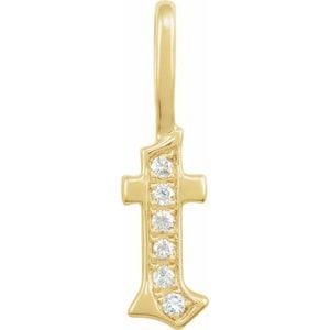 14K YELLOW .04 CTW NATURAL DIAMOND GOTHIC INITIAL T CHARM/PENDANT