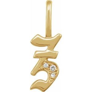 14K YELLOW .025 CTW NATURAL DIAMOND GOTHIC INITIAL Z CHARM/PENDANT