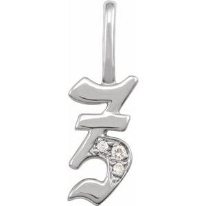 14K WHITE .025 CTW NATURAL DIAMOND GOTHIC INITIAL Z CHARM/PENDANT