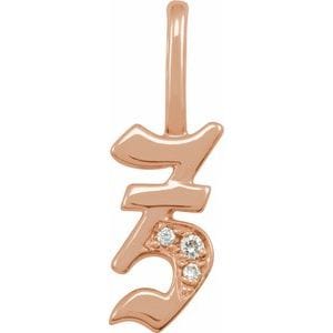 14K ROSE .025 CTW NATURAL DIAMOND GOTHIC INITIAL Z CHARM/PENDANT
