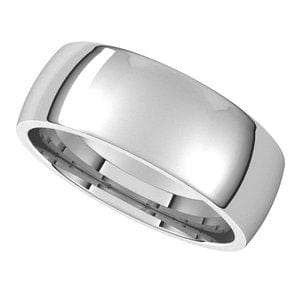 Rings Platinum 7 mm Lightweight Comfort-Fit Half Round Band Size 13.5