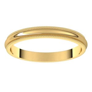 Rings 14K Yellow 2.5 mm Milgrain Half Round Band Size 7