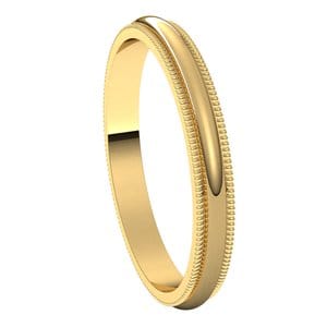 Rings 14K Yellow 2.5 mm Milgrain Half Round Band Size 7