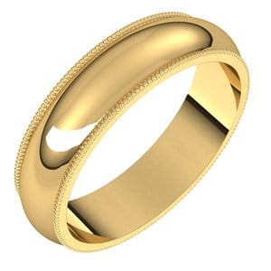 Rings 14K Yellow 5 mm Milgrain Half Round Band Size 9