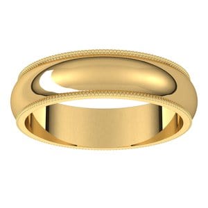 Rings 14K Yellow 5 mm Milgrain Half Round Band Size 9