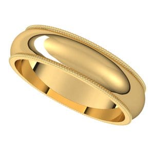 Rings 14K Yellow 5 mm Milgrain Half Round Band Size 9