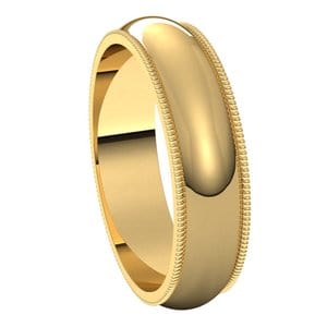 Rings 14K Yellow 5 mm Milgrain Half Round Band Size 9