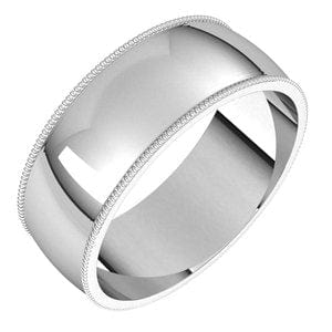 Rings Sterling Silver 7 mm Lightweight Milgrain Half Round Band Size 8