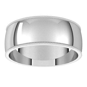 Rings Sterling Silver 7 mm Lightweight Milgrain Half Round Band Size 8