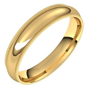 Rings 14K Yellow 4 mm Milgrain Comfort-Fit Half Round Band Size 6