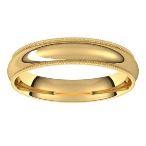 Rings 14K Yellow 4 mm Milgrain Comfort-Fit Half Round Band Size 6