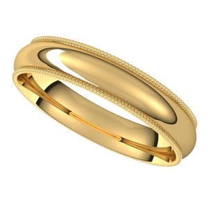 Rings 14K Yellow 4 mm Milgrain Comfort-Fit Half Round Band Size 6