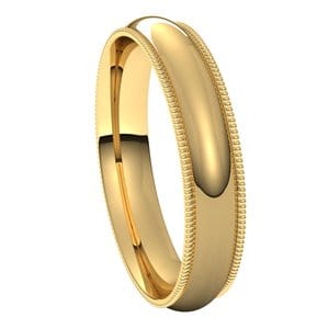 Rings 14K Yellow 4 mm Milgrain Comfort-Fit Half Round Band Size 6
