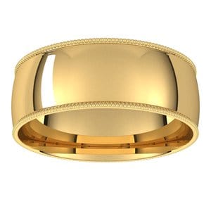 Rings 14K Yellow 7 mm Lightweight Milgrain Comfort-Fit Half Round Band Size 8.5
