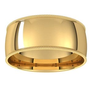 Rings 14K Yellow 8 mm Lightweight Milgrain Comfort-Fit Half Round Band Size 10.5