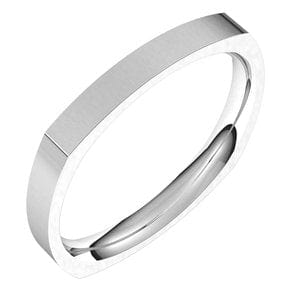 Rings 14K White 2.5 mm Comfort-Fit Square Band Size 10