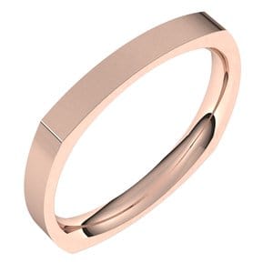 Rings 14K Rose 2.5 mm Comfort-Fit Square Band Size 8.5