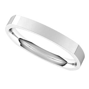 Rings 14K White 2.5 mm Comfort-Fit Square Band Size 10