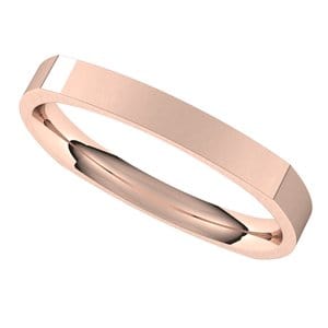 Rings 14K Rose 2.5 mm Comfort-Fit Square Band Size 8.5