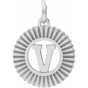 10K WHITE INITIAL V PENDANT