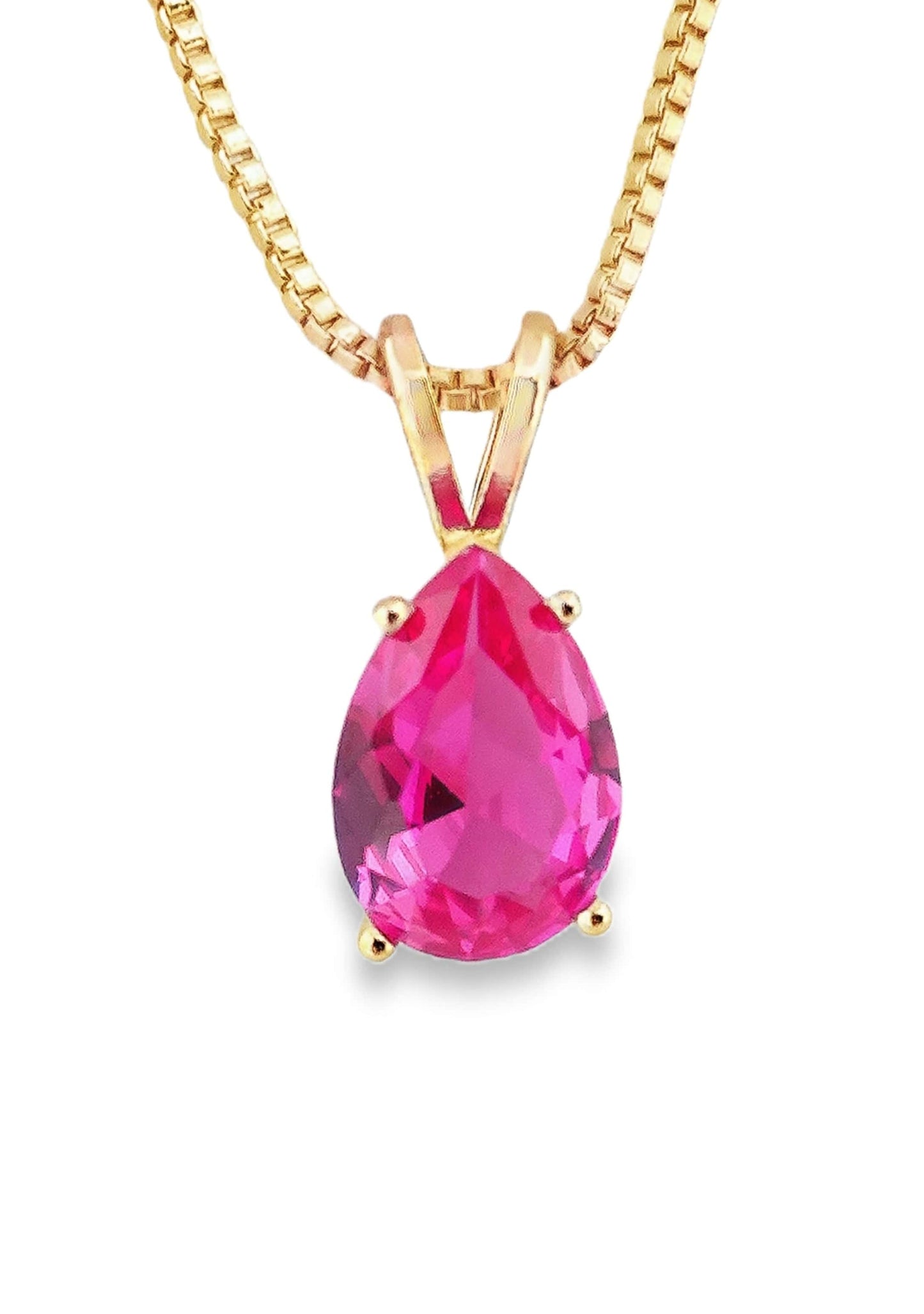 14KY 10X7MM PEAR PINK SAPPHIRE SOLITAIRE PENDANT