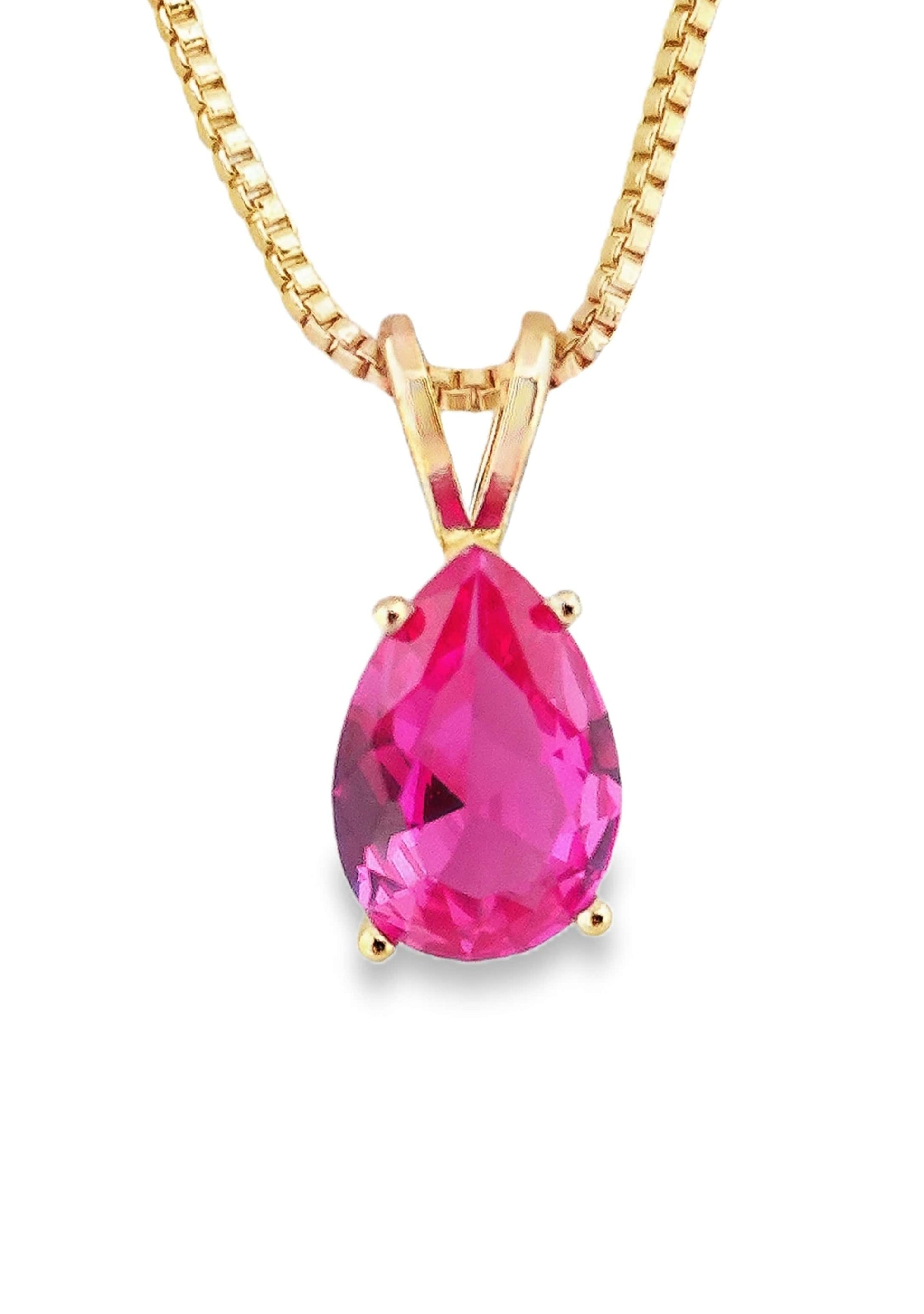14KY 10X7MM PEAR PINK SAPPHIRE SOLITAIRE PENDANT