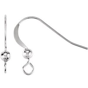 Earrings Sterling Silver 17.1x7.8 mm French Wire Earring Top with 3 mm Bead