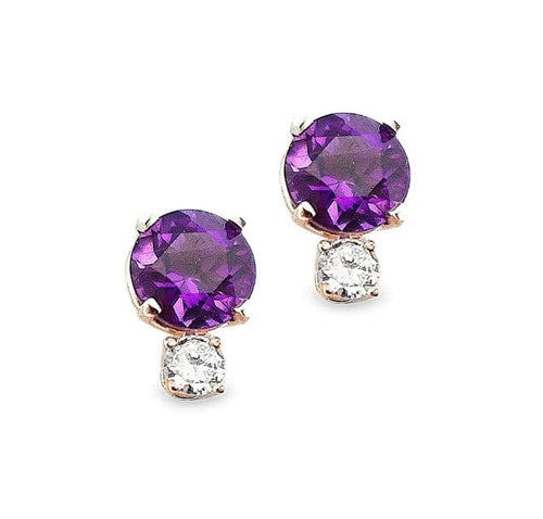 14KY 8MM AMETHYST & .44CTW DIAMOND ACCENT STUD EARRINGS