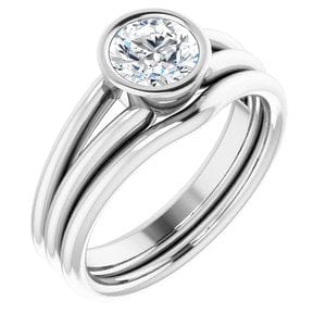 Rings 14K White 6 mm Round Engagement Ring Mounting