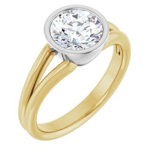 Rings 14K Yellow & White 7.4 mm Round Engagement Ring Mounting