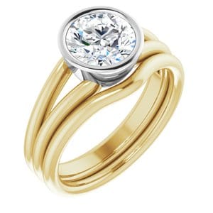 Rings 14K Yellow & White 7.4 mm Round Engagement Ring Mounting