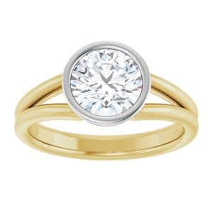 Rings 14K Yellow & White 7.4 mm Round Engagement Ring Mounting