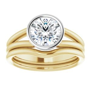 Rings 14K Yellow & White 7.4 mm Round Engagement Ring Mounting