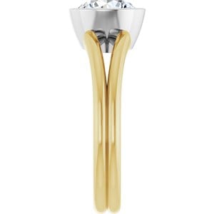 Rings 14K Yellow & White 7.4 mm Round Engagement Ring Mounting