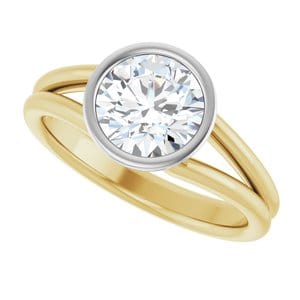 Rings 14K Yellow & White 7.4 mm Round Engagement Ring Mounting