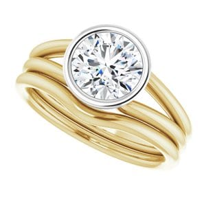 Rings 14K Yellow & White 7.4 mm Round Engagement Ring Mounting