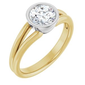 Rings 14K Yellow & White 6.5 mm Round Engagement Ring Mounting